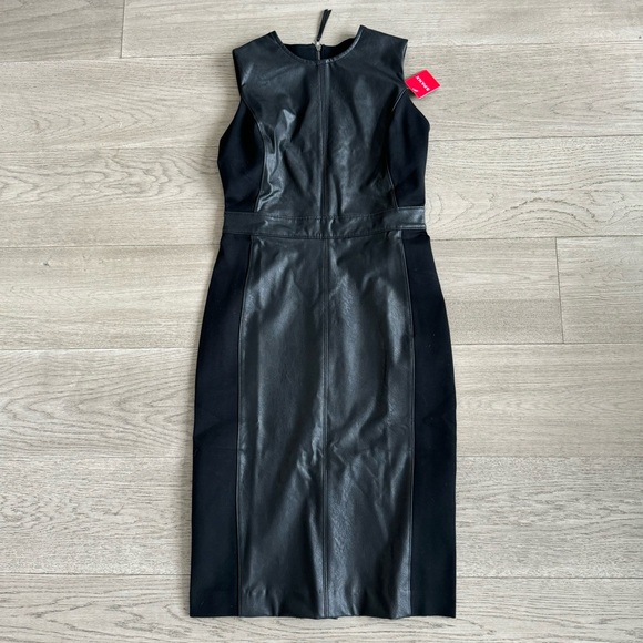 NWT SPANX Leather Like Combo Fitted Dress - Picture 3 of 9
